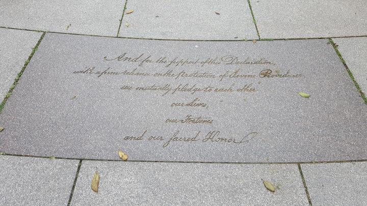 Last Sentence of the Declaration at the Memorial to the 56 Signers