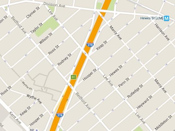Map of Williamsburg with Keap Street